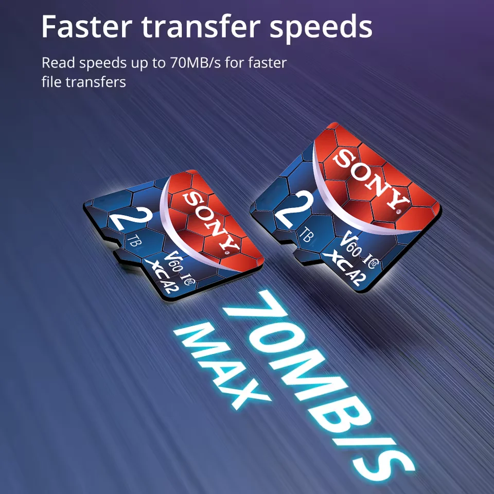 SONY MicroSD 2 TB 1 TB 512 GB 256 GB 128 GB 64 GB Speicherkarte U3 V60 A2 Lesegeschwindigkeit bis zu 70–130 MB/s Spielekonsole Tablet-Speicherkarte