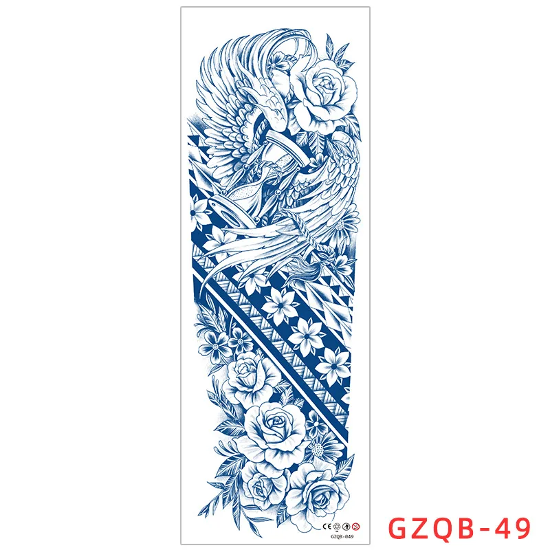 Herbal Full Arm Tattoo Sticker With Large Flower Arm And Flower Leg Semi Permanent 7-15 Day Juice Tattoos Sticker Size:155*465mm