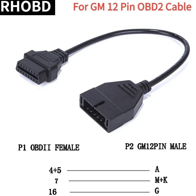 

NEW For G-M 12 Pin OBDII OBD2 Auto Diagnostic Connector Adapter Cable 12Pin To 16 Pin Cable for gm Vehicles Auto Scanner Cables