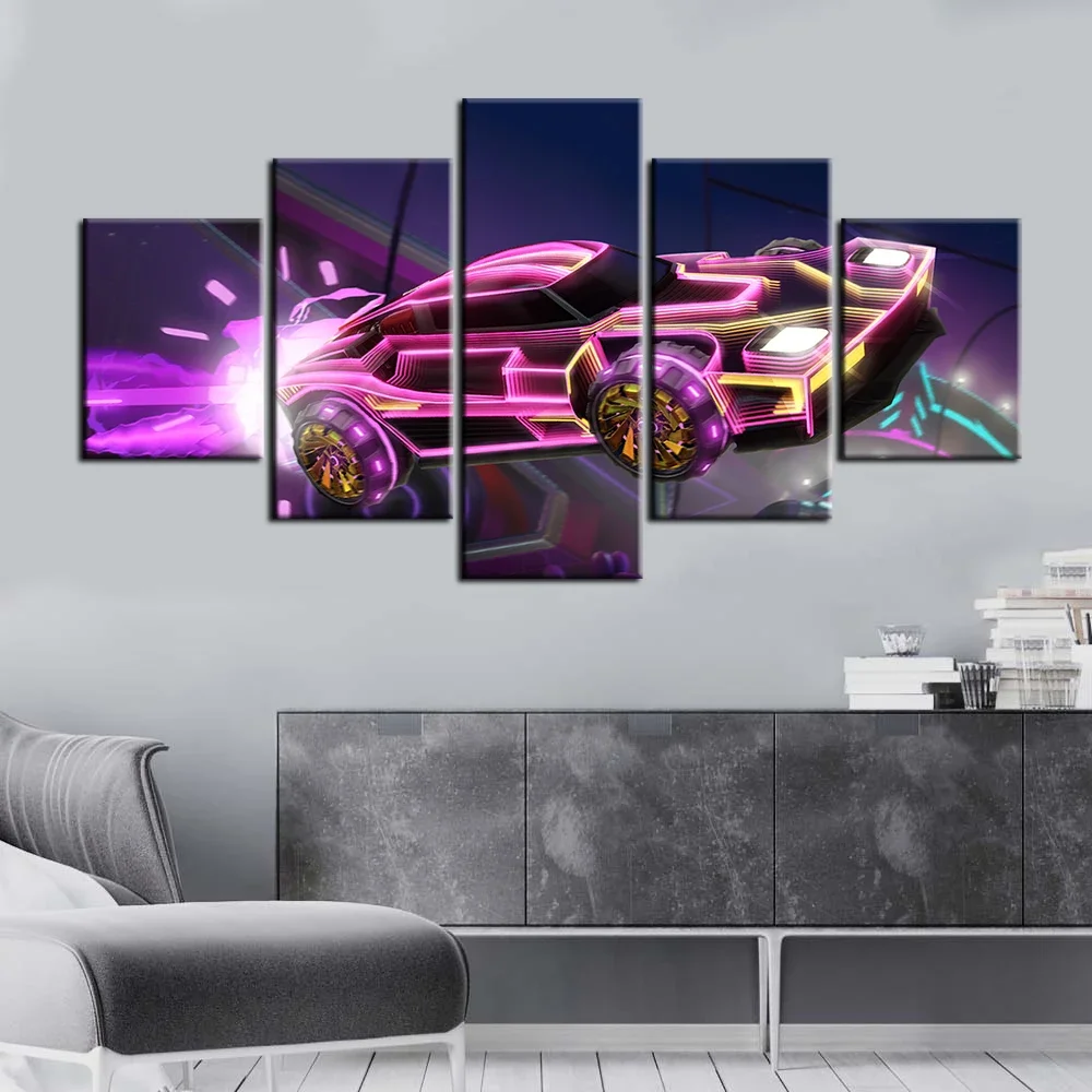 No Framed Canvas 5Pcs Neon Car Breakout Type-S Rocket League Game HD Wall Art Posters Pictures Paintings Home Decor Accessories