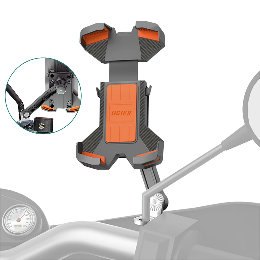 

ODIER Bicycle Mobile Phone Holder Anti-Shake Motorcycle Phone Mount Adjustable Navigation Holder For Bikes EBike Motorcycle