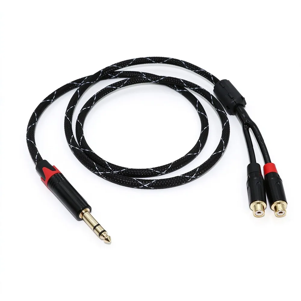 DIY Insert Lead L-4E6S 6.35mm Plug Stereo TRS to Y 2x RCA Receptacle Mono cable