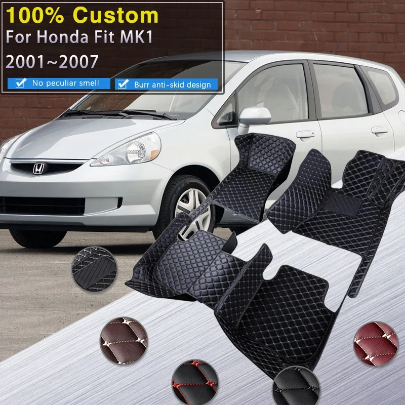 

Complete RHD Car Floor Mats For Honda Fit Jazz 2001~2007 Luxury Leather Mat Protective Pad Rugs Carpets Car Accessories GD1 2 3