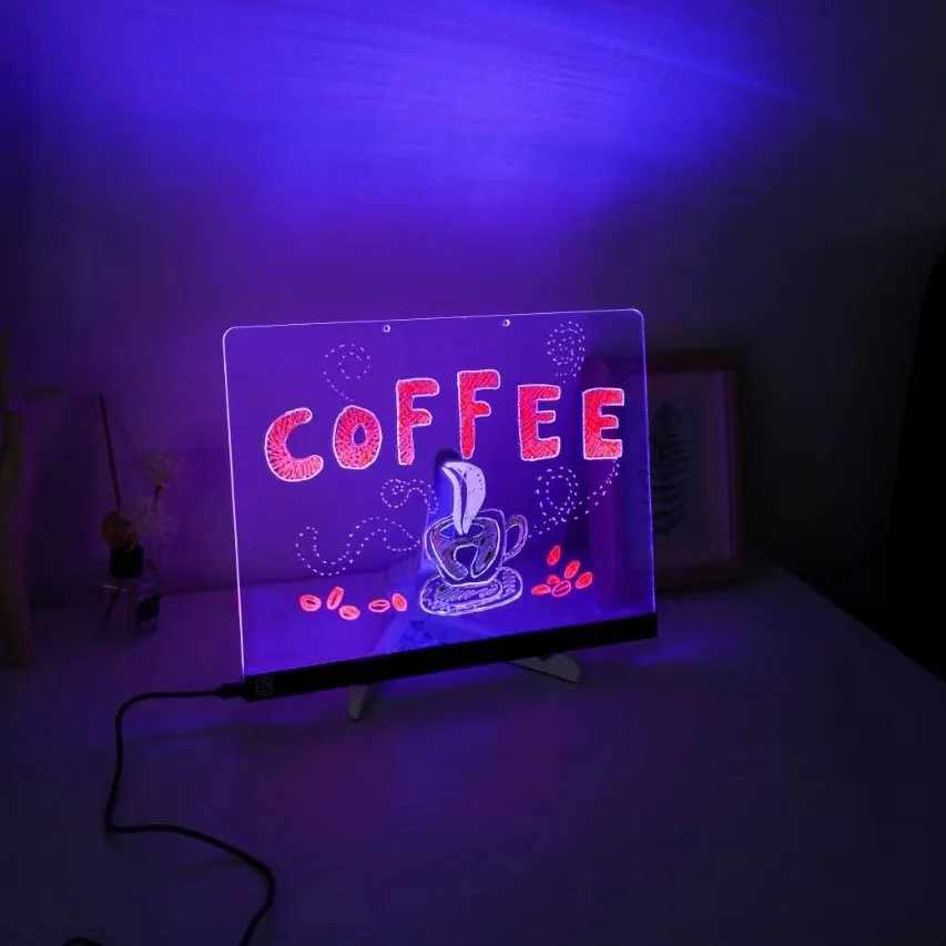 Kleine leuchtende Tafel LED-Panel-Leuchte DIY leuchtende Graffiti-Zeichenbrett staubfreie Heimhalterung Handschrifttafel