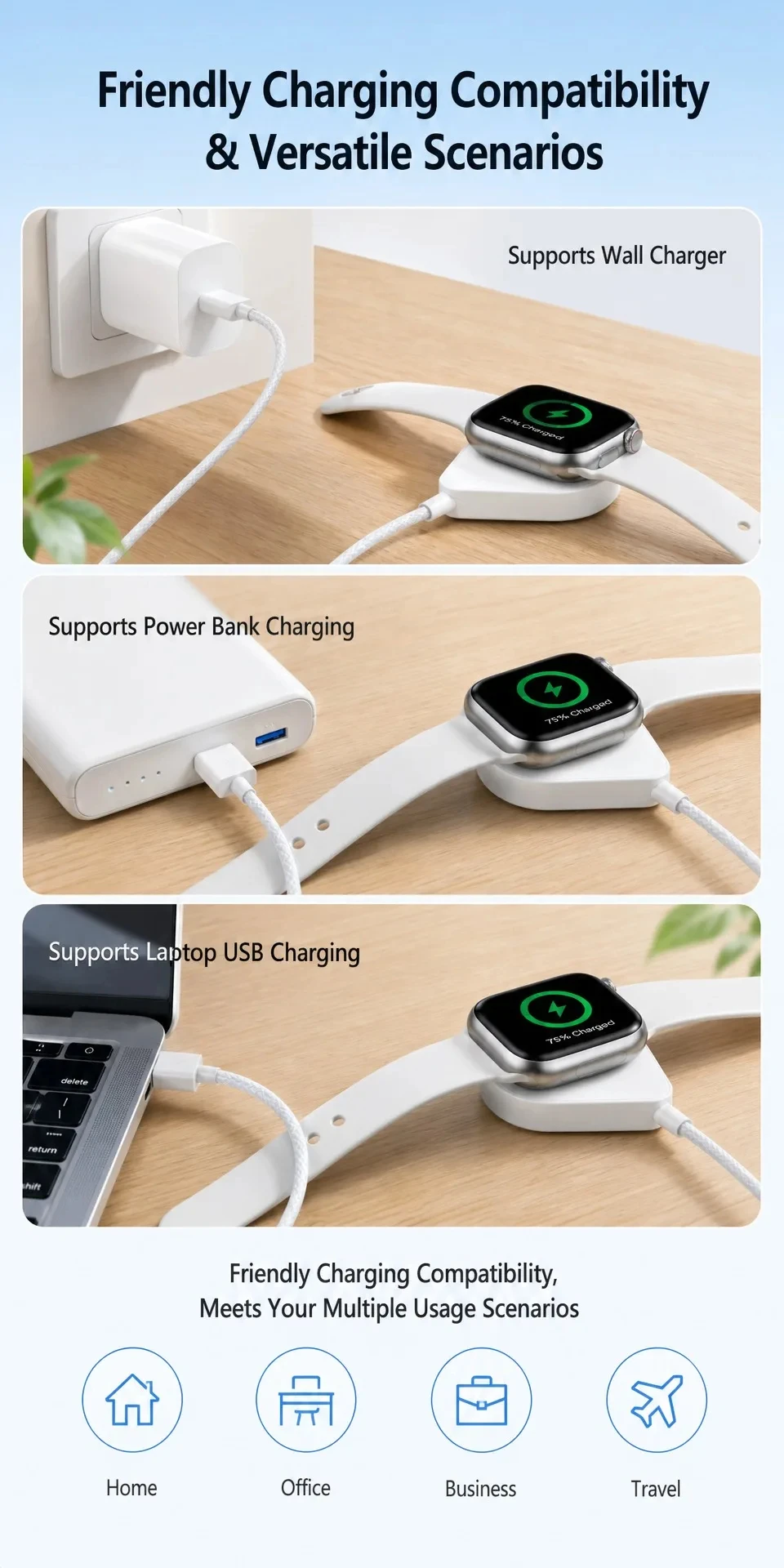 Für Apple Watch Ladegerät USB Typ C Magnetisches Kabelloses Schnell-Ladekabel für iWatch Serie 11 10 9 8 7 6 5 4 3 2 1 Ultra Edition – Detail 8
