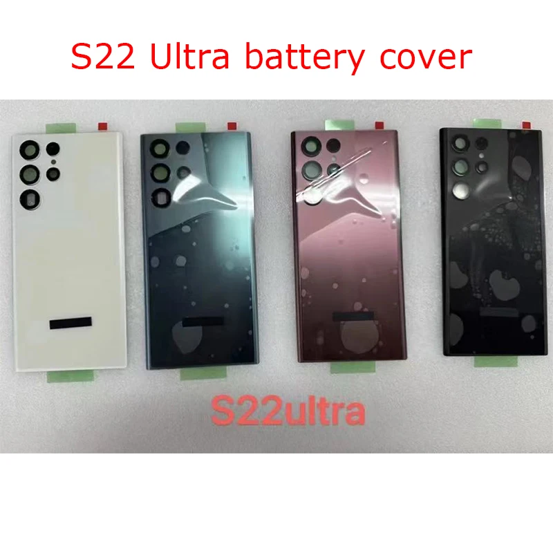 Pengganti untuk Samsung Galaxy S22 Ultra S908 S22 S22 Plus kaca penutup baterai pintu belakang perumahan Panel Case bagian lensa kamera