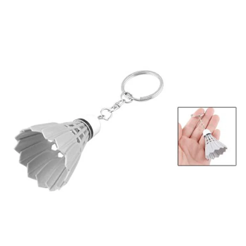 Keychain Handbag Split Ring Plastic Key Ring Badminton Decoration White