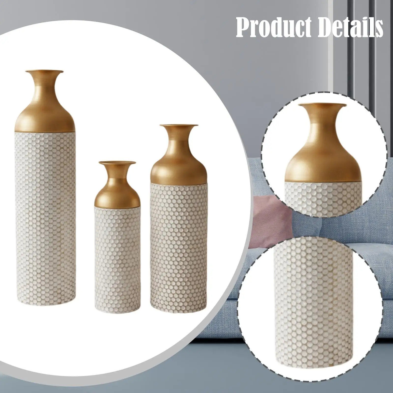 3 قطع زهرية زارع الزهور الجافة هدية عيد ميلاد تشكيلة زهور الحديد لعيد الحب رف المنزل المطبخ