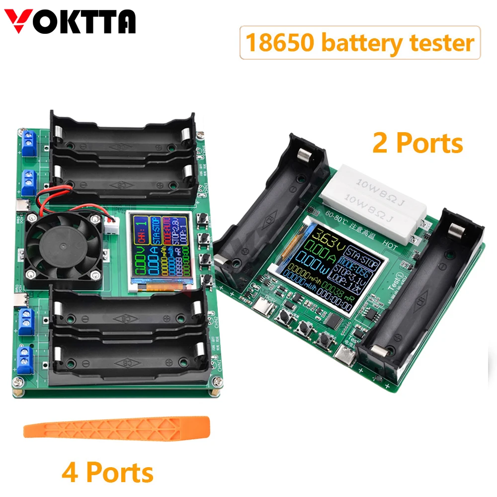 2/4 Ports 18650 Battery Capacity Type-C Tester Module MAh MWh Digital Display Lithium Battery Measurement Power Detector Tester