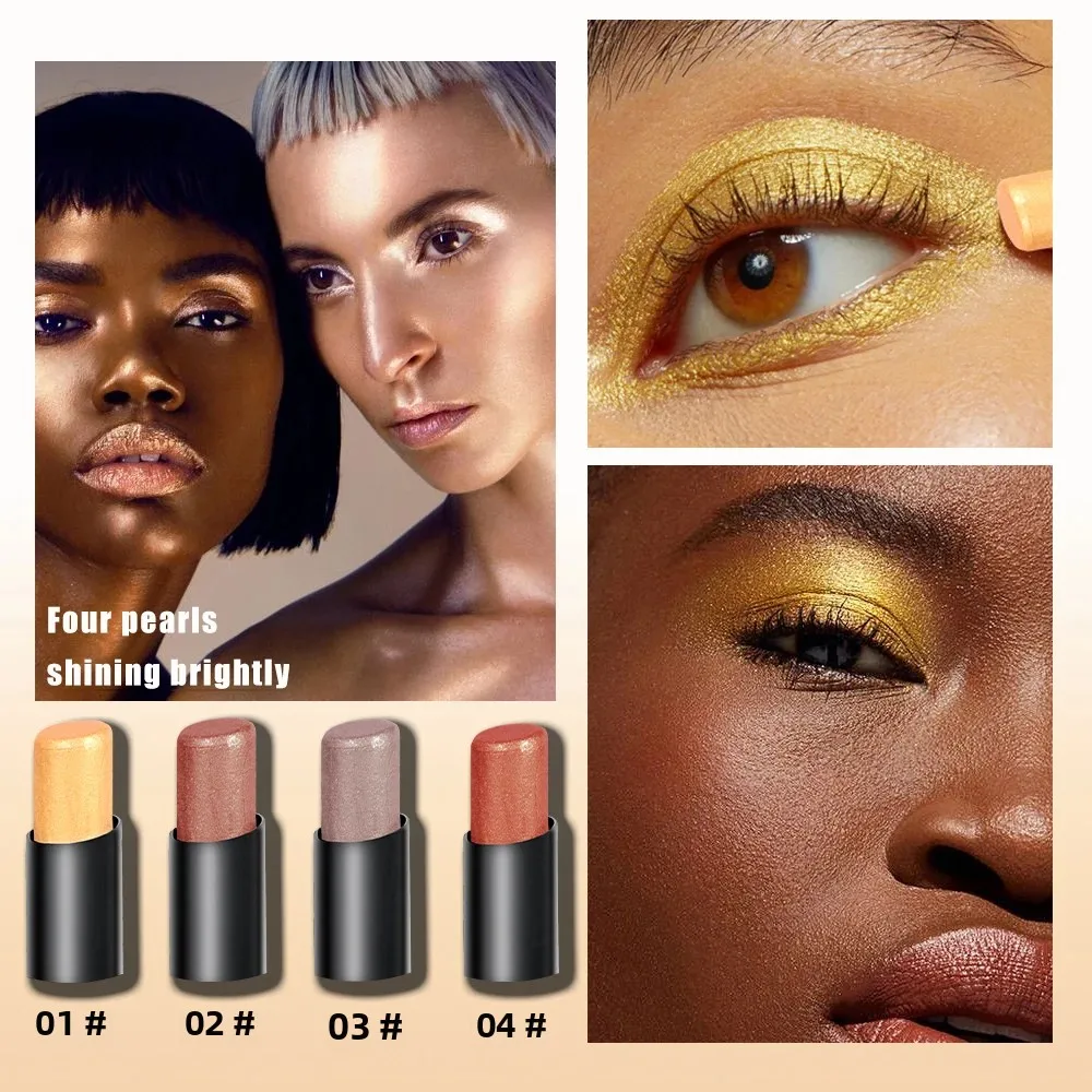 6-farbiger wasserfester Lidschattenstift, neutraler Lidschattenstift, mit glänzender und glänzender Augenkosmetik