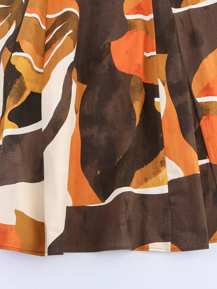 2025 mulheres verão midi saias vintage impressão popeline cinto feminino elegante rua a linha saia roupas