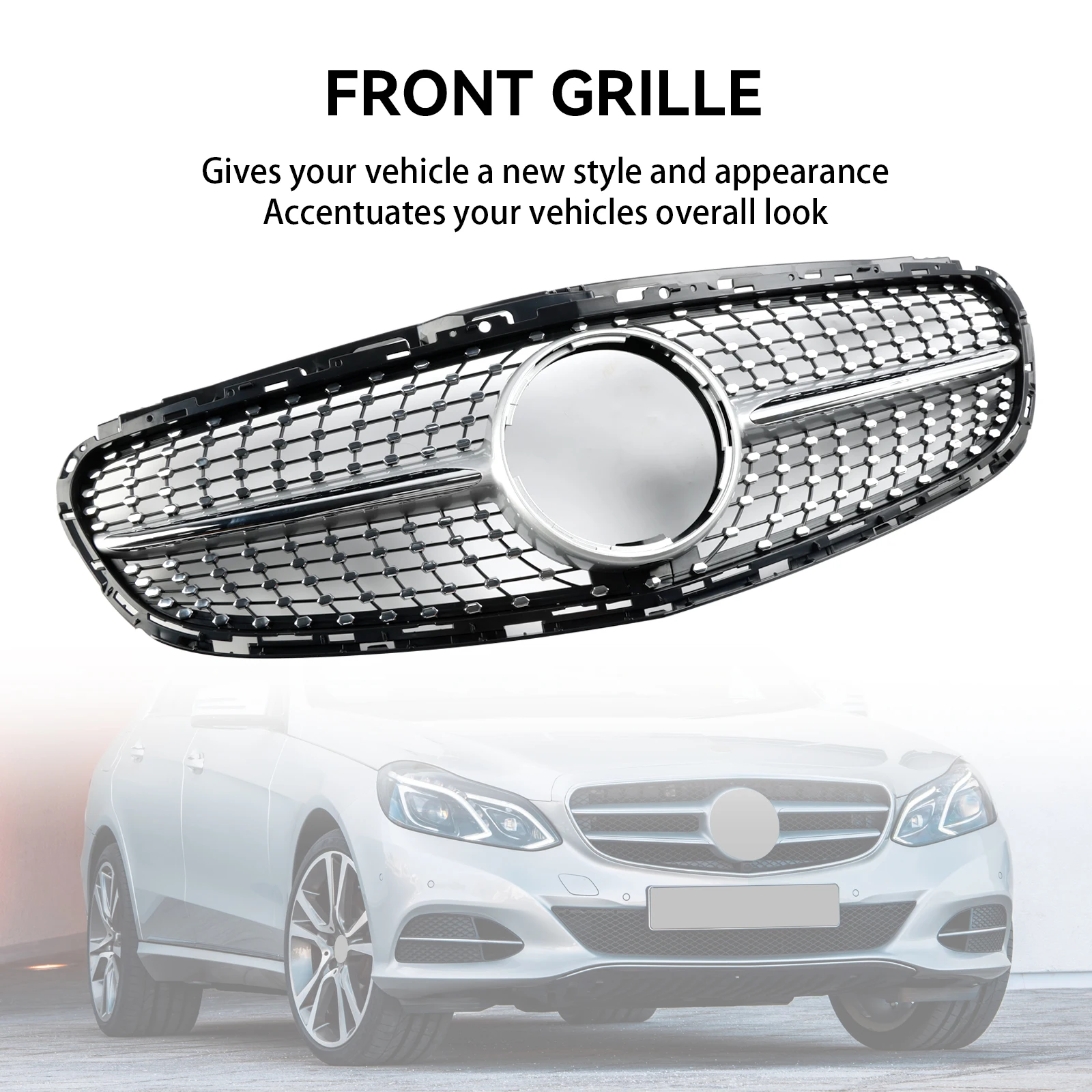 

Artudatech Diamond Front Bumper Grille Grill Fit for Mercedes E-Class W212 2013-2016 Facelift