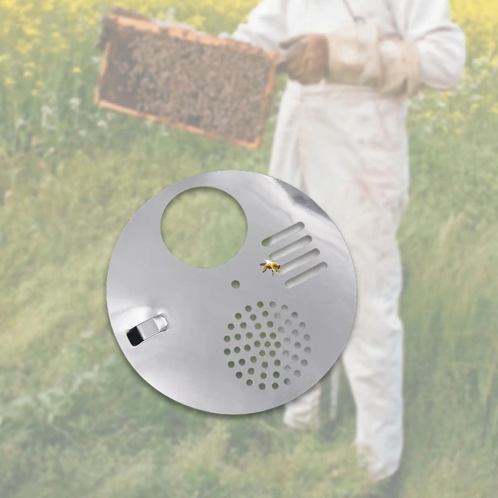10x Round Metal Hive Door Diameter 4.92inch Multifunctional Protector Rotating Anti Escape Beekeeper Tool Bee Hive Guard Discs