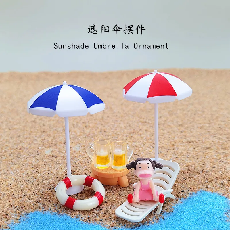 Miniature Landscape Plastic Beach Mini Sunshade Display Box Doll Sunshade Beach Scenery DIY Materials