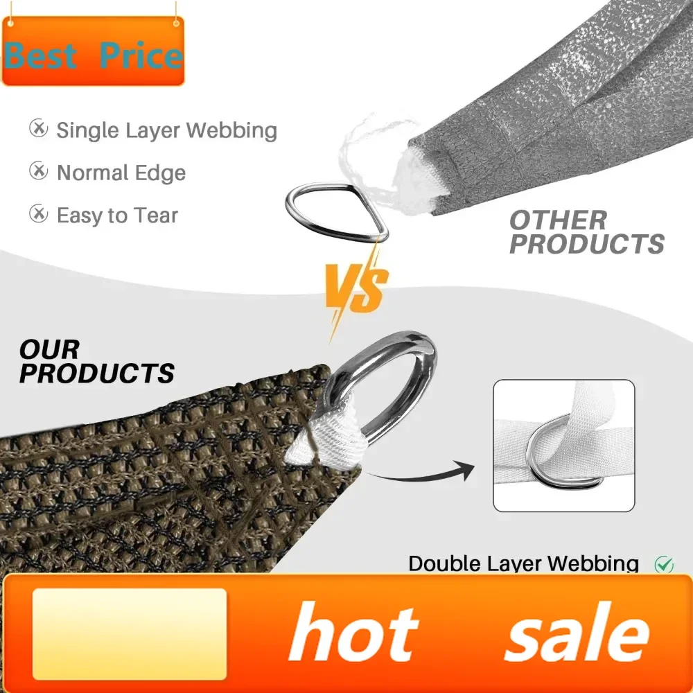 

Бестселлер: Тент-парус от солнца 18'x18'x26' коричневый, прямоугольный, с защитой от УФ-излучения, пропускающий воздух, для улицы, патио, сада, перголы