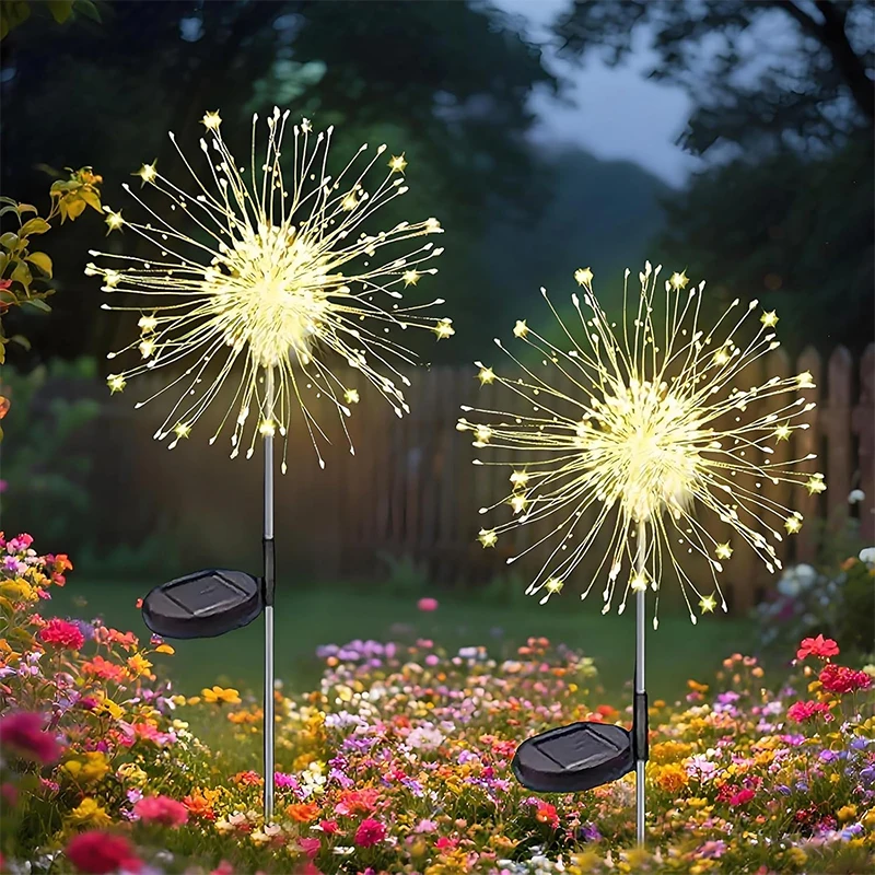 

Solar Lights for Outdoor Garden, Dynamic Firework Effects, IP65 Waterproof For Paths Lawn