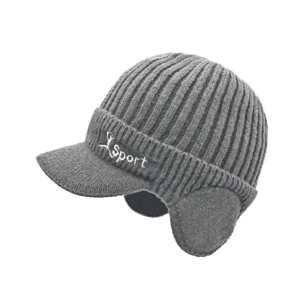 Soft Solid Color Woollen Ear Protection Cap Earflap Warm Knitted Benines Hat Windproof Coldproof Pullover Hat Female