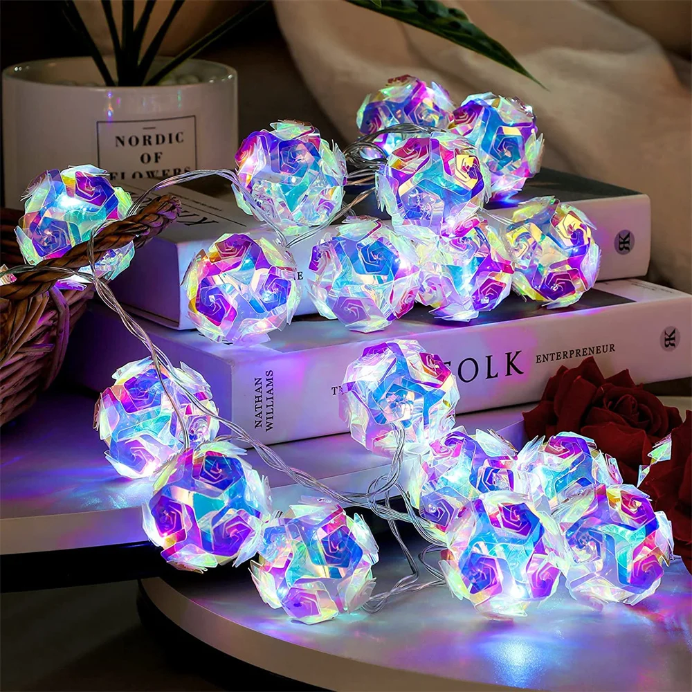 Battery LED Magic Disco Ball String Lights Mirror Crystal Stage Reflection Lamp Garland for Wedding Party Room Bar Decoration