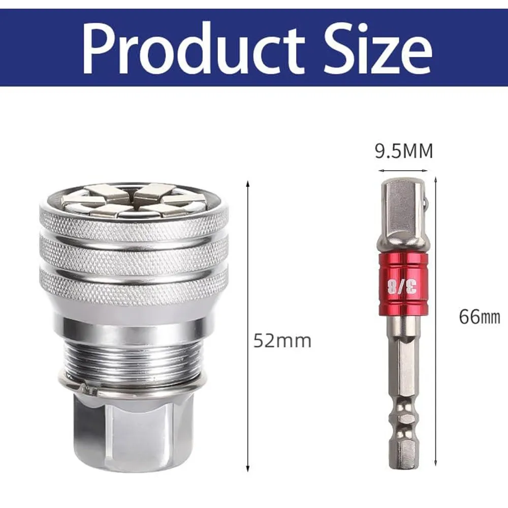 1/2-teiliges Verstellbares Steckschlüssel-Set 3/8-Zoll-Antrieb Multifunktions-Sechskantschlüssel-Adapter-Kit Schlagfester 10-19mm Steckschlüsseladapter – Detail 6
