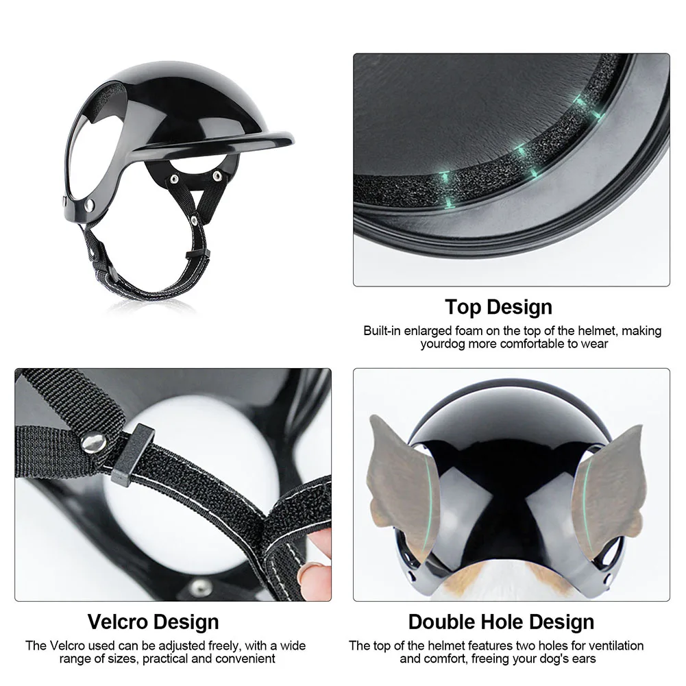 Pet Motorcycle Safety Helmet Adjustable Size Double Hole Design Soft Elastic Headwear Dog Cat Accessories Wholesale