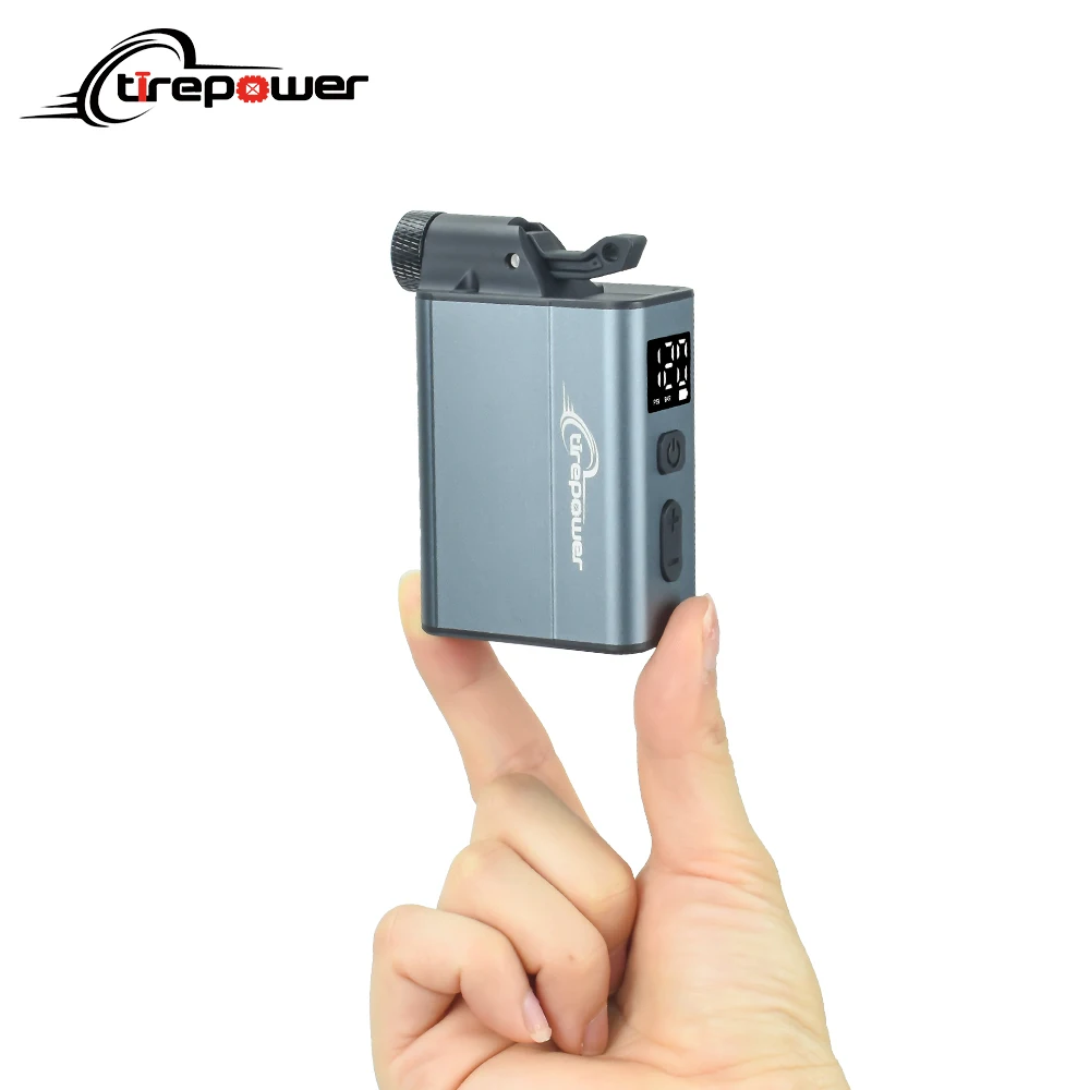 Tiny Pump Bike Pump with Gauge Portable Mini 120PSI Electric Bicycle Pump Type-C Rechargeable Auto Stop with Presta Schrader