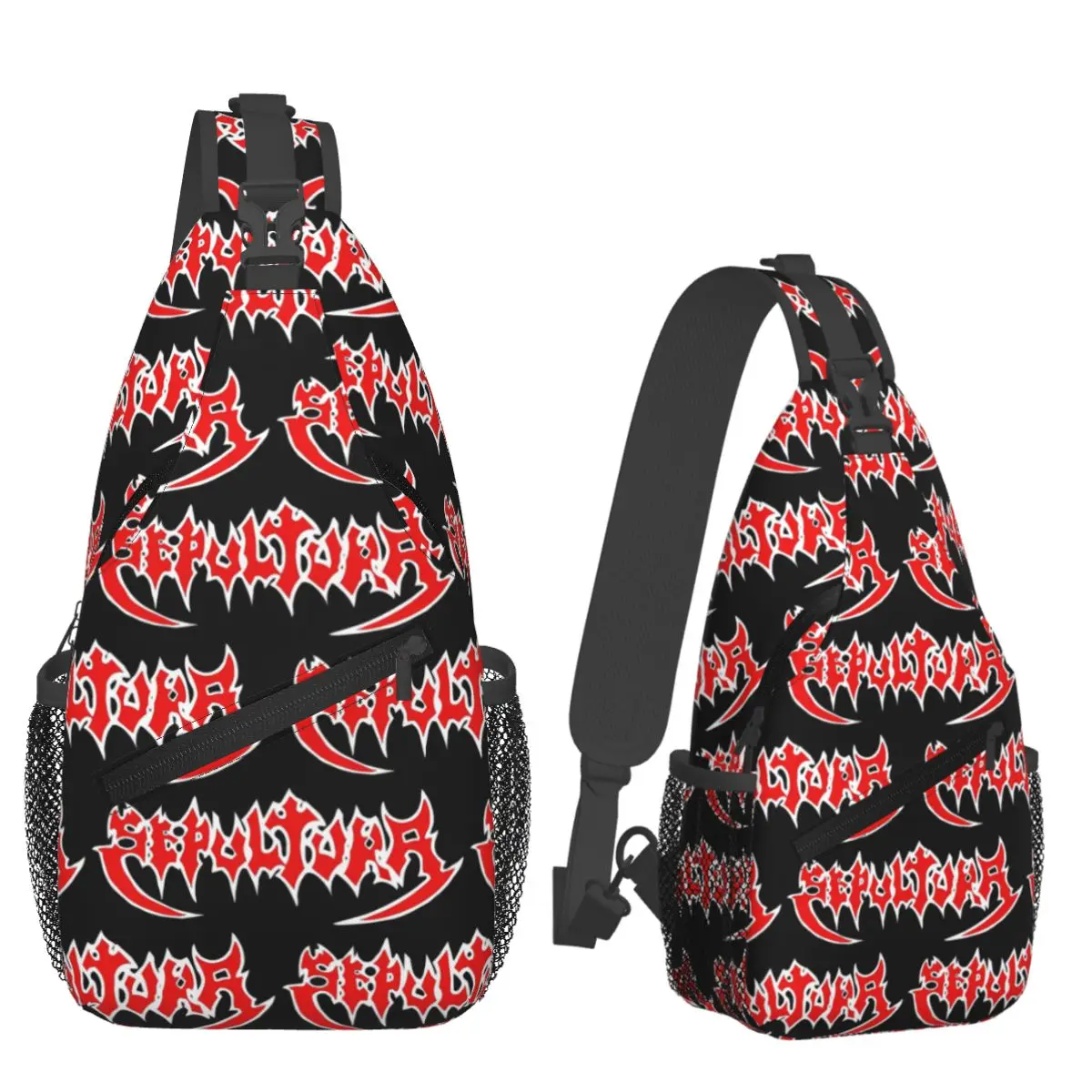 Sepultura Slayer Death Metal Chest Bag Men Sling Crossbody Backpack Chest Bag Travel Hiking Daypack Shoulder Bag
