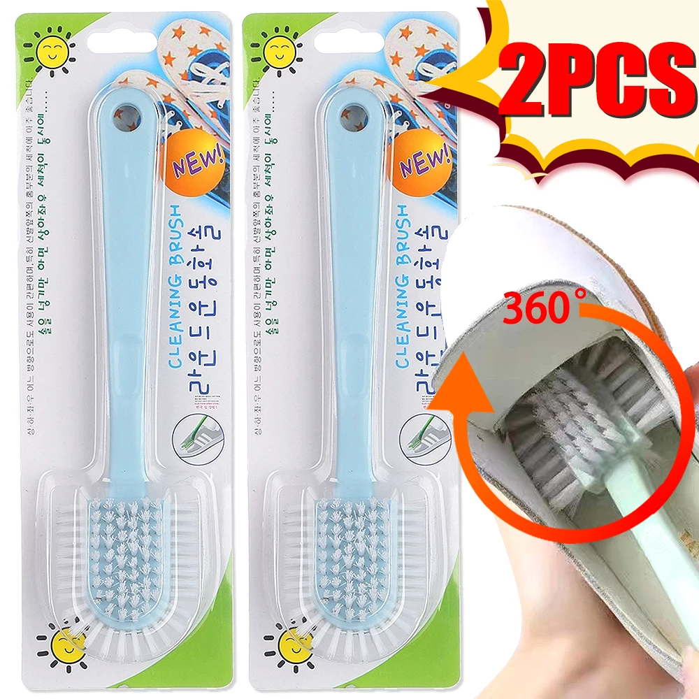 Five-sided Shoe Brush Soft-bristled Clothes Brush 360° Multi-functional Shoe Washing Wipe Home Cleaning Tool Plastic Long-handle