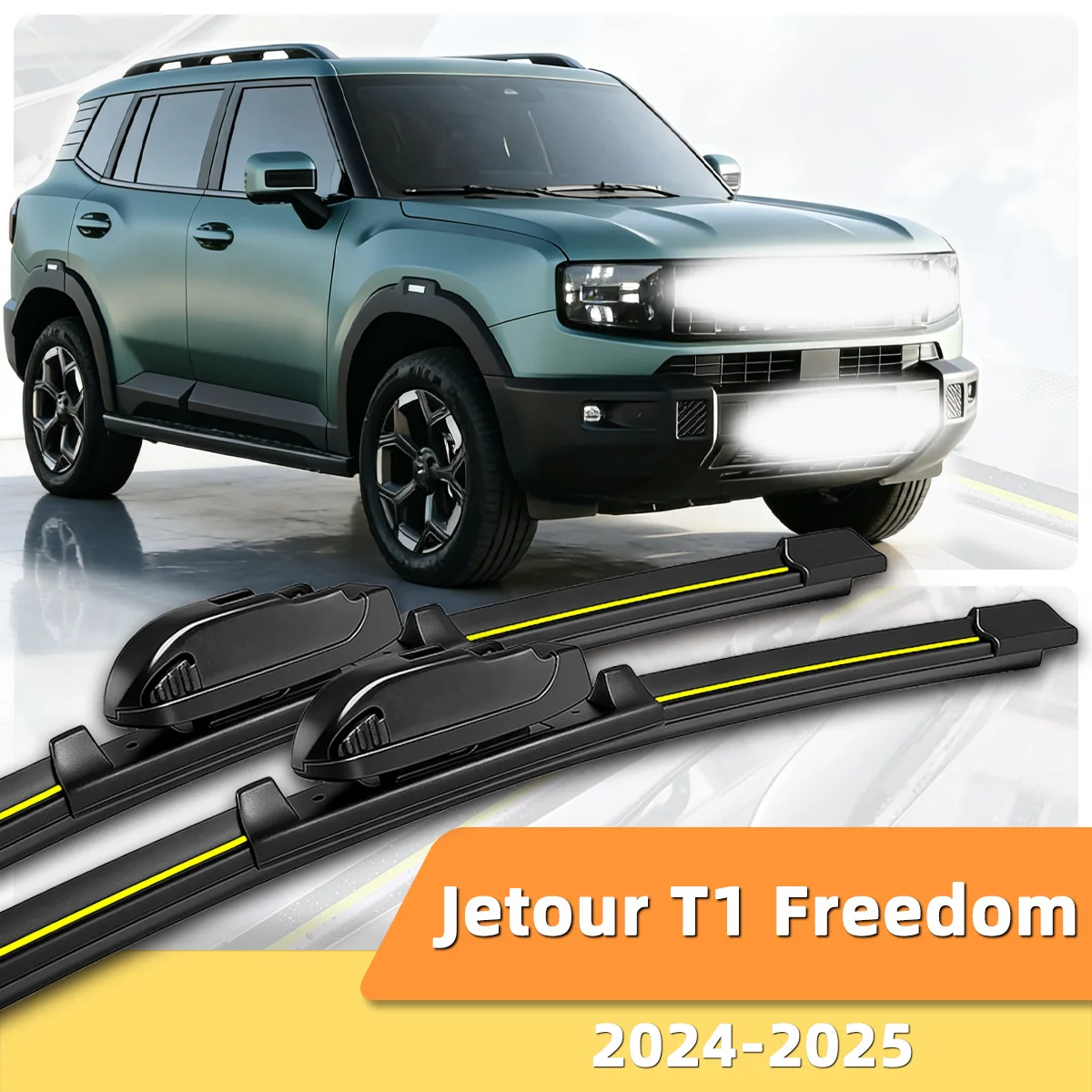 2 Limpiaparabrisas Delanteros para Auto, Compatibles con Chery Chirey Jetour T1 Freedom (2024-2025), Tira de Goma Natural, Sin Estructura, Silenciosos