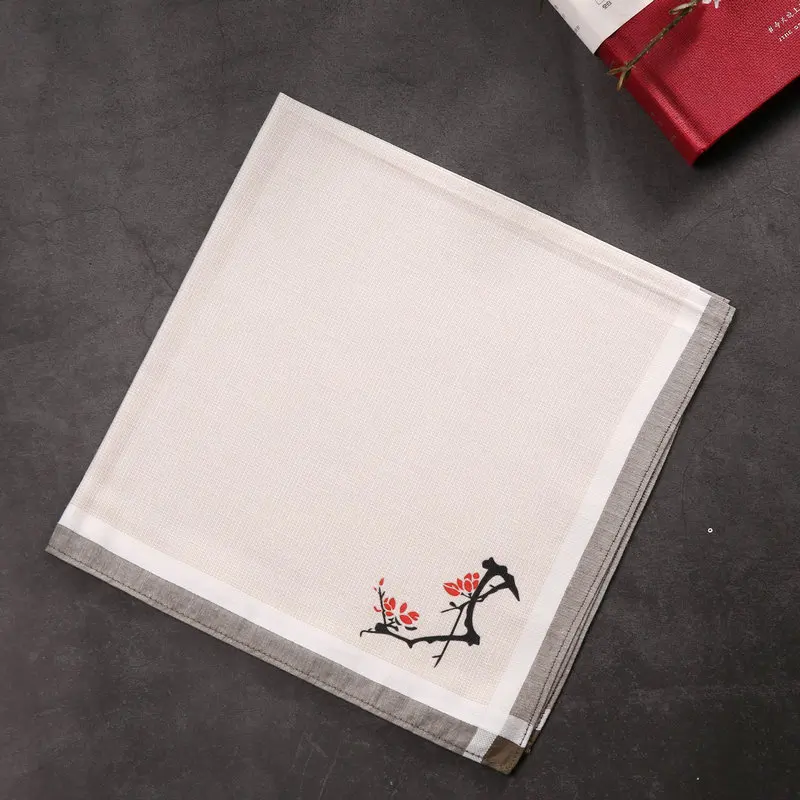 Chinese Style Plum Blossom Magnolia Soft Cotton Handkerchief Lucky Auspicious Blessings Gift For Birthday Graduation Souvenir