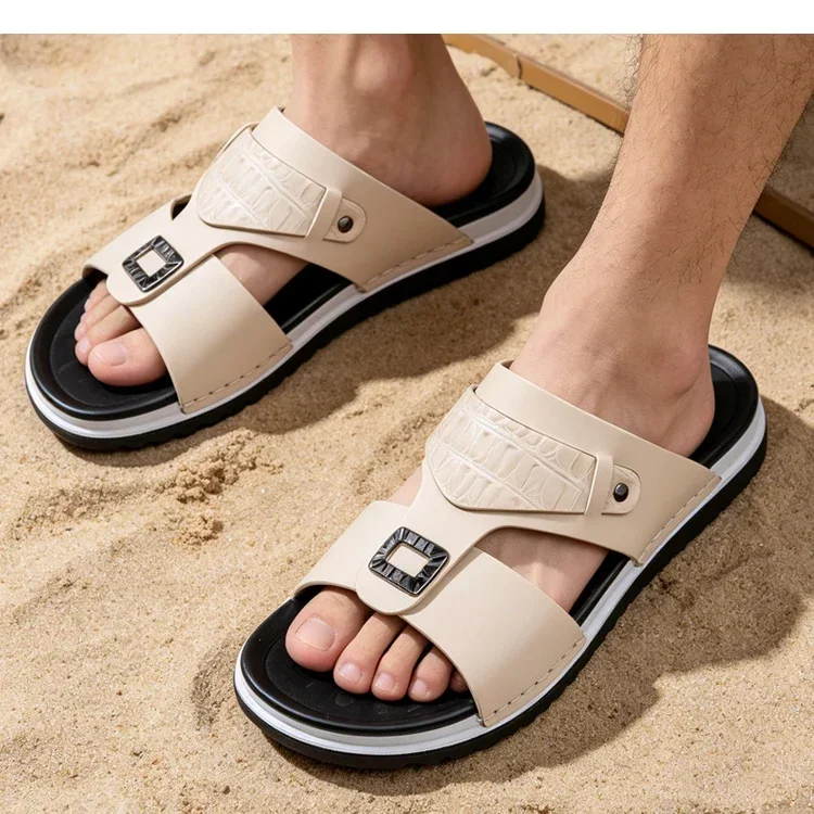 Herren-Sommer-Slipper, bequem, atmungsaktiv, modisch, schlicht, für den Außenbereich, verschleißfest, weiche Unterseite, lässige Sandalen-DH5306 – Detail 6