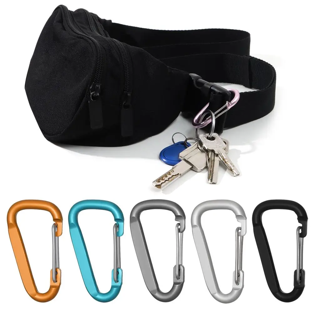 New Safety Multicolor Aluminium Alloy Carabiner Camping Hiking Hook Climbing Button Buckle Keychain