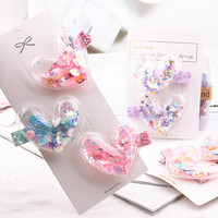 2-4pcs/lot Glitter Heart Barrettes Hair Clips Girls Hair Accessories Twinkle Paillette Hairgrips Sequins Hairpin For Kids