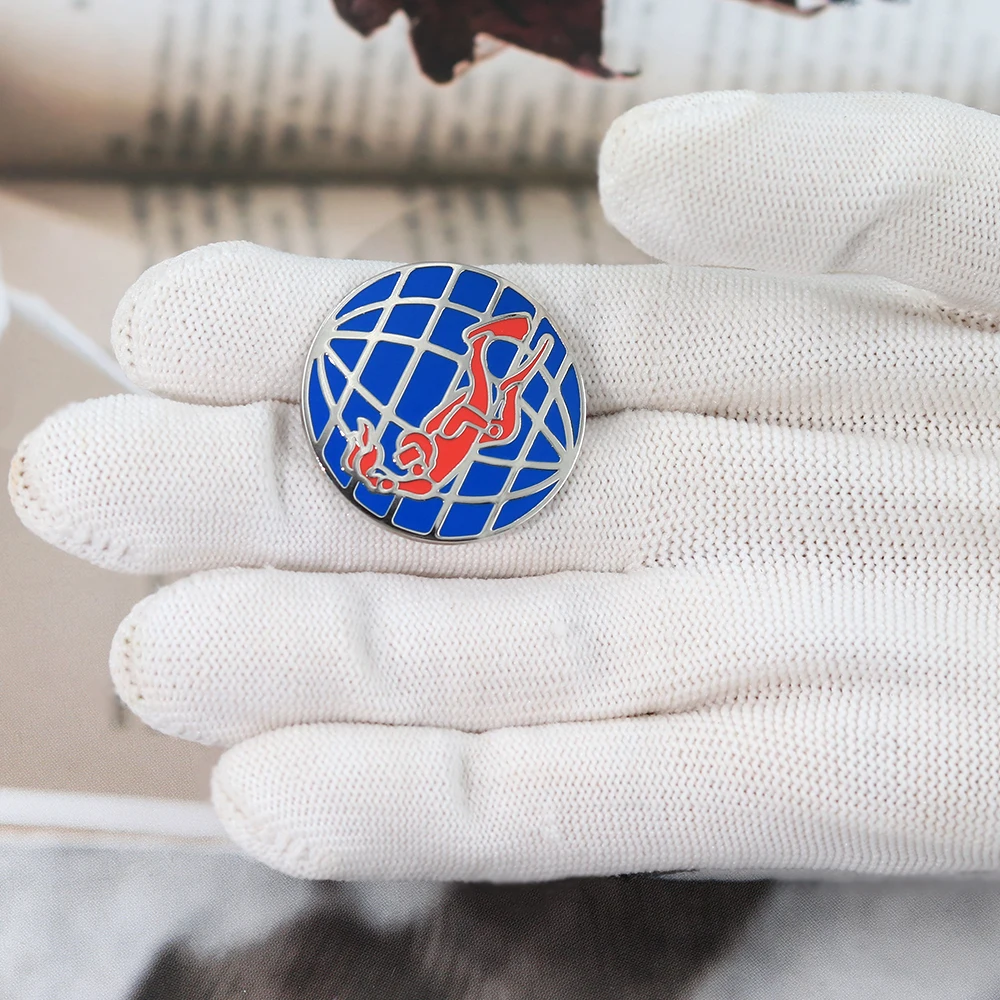 PADI Logo Enamel Pin Global Diver Lapel Pin Red Diver Blue Earth Badge Scuba Diving Themed Backpack Accessories view 5