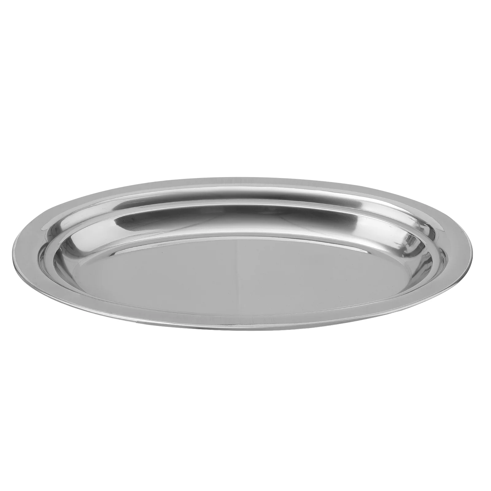 

2pcs Stainless Steel Oval Plate Set Thick Anti Rust Snack Tray Pastry Dessert Fries Pan Home Restaurant Cafe