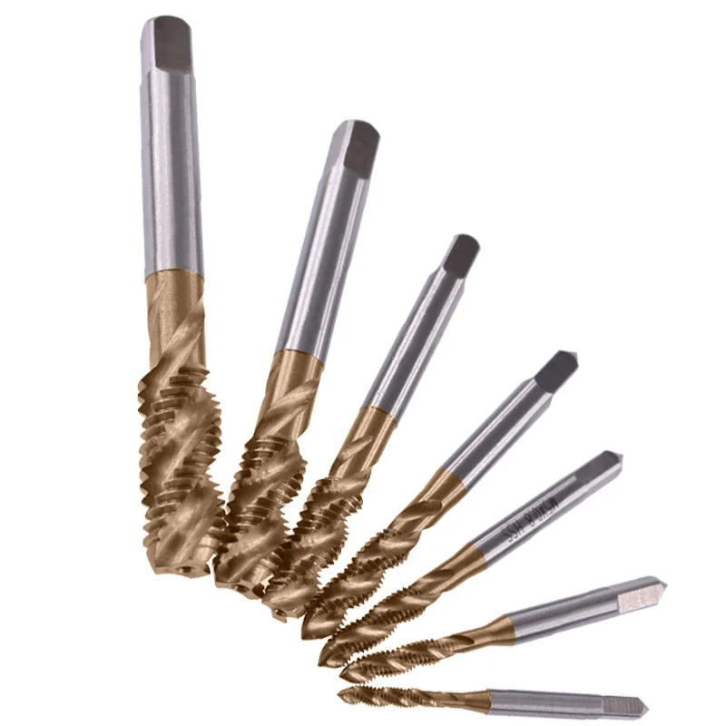 1pcs HSS Titanium Steel Screw Tap Coated Metric Spiral Thread Metric Tap Drill Bits Set Screw Machine Compound M3-M12 Hand Tools