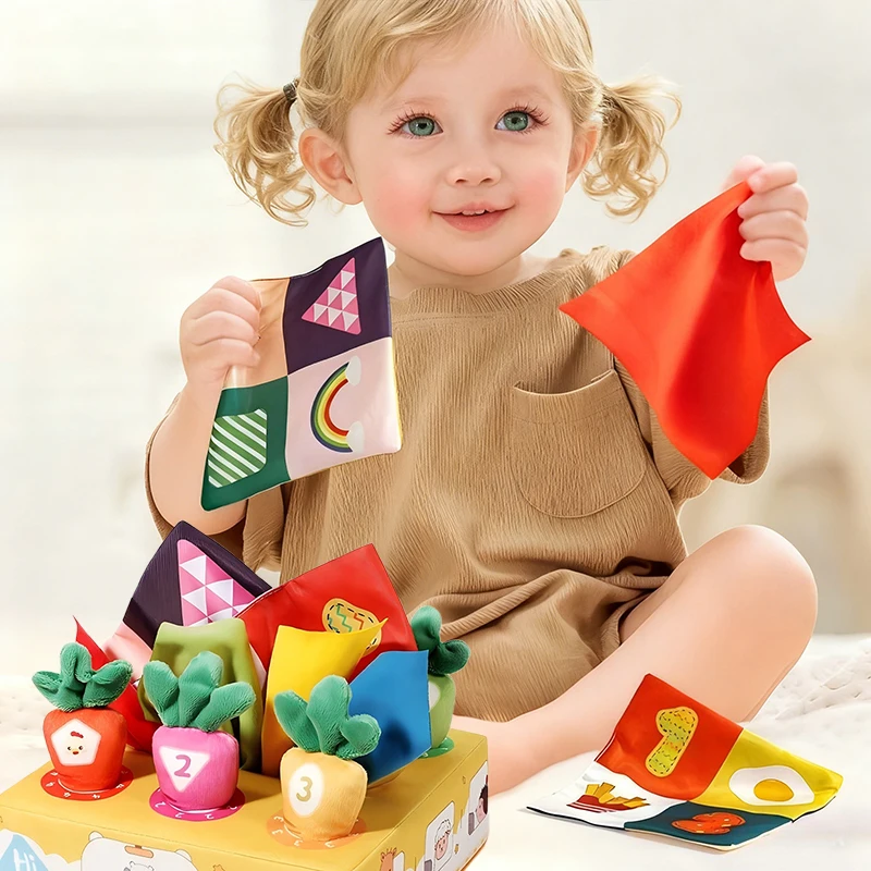 Baby Tissue Cartoon Soft Box Toy Tear-resistant Pattern Pulling Carrots Stuffed Toys Non-Fading Fine Motor Skills Cloth Book