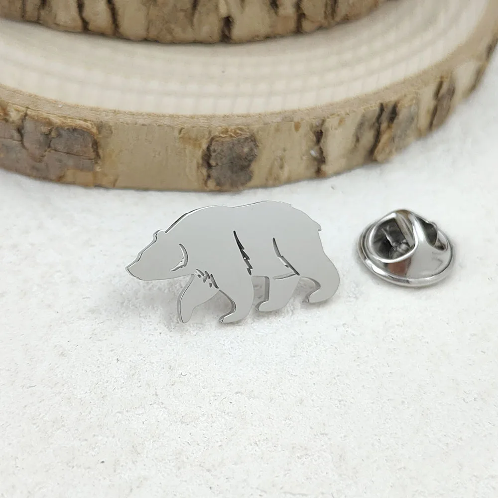 New polar bear gold-plated stainless steel badge, suit lapel pin, gold-plated men's brooch, business clothing matching view 5
