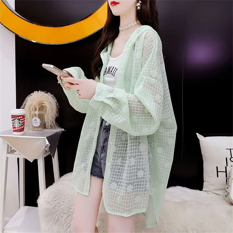 Big Size Sunscreen Clothing Female 2023 New Thin Women Summer Jacket Women\'s Sunscreen Cardigan UV Hooded Breathable Coat Tops