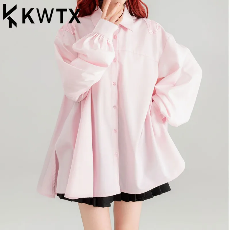 

KWTX Women’s Vintage Solid Color Butterfly Embroidery Cut Out Shirt Minimalist Elegant Casual Streetwear Spring Summer 2025