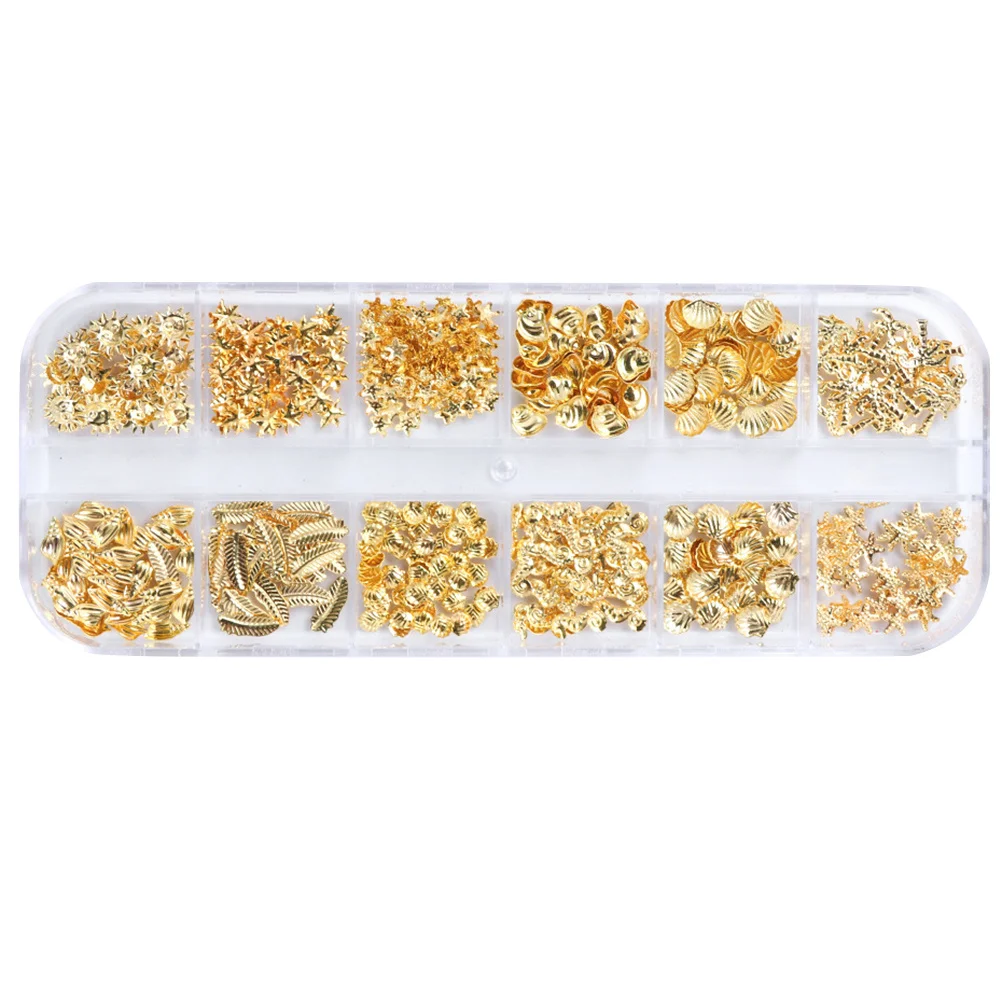 المعادن مسمار ملصقات فنية مجموعة سبائك لامعة الذهب والفضة المسامير DIY مسمار سحر مانيكير الديكور الأظافر ترصيع بريق #5