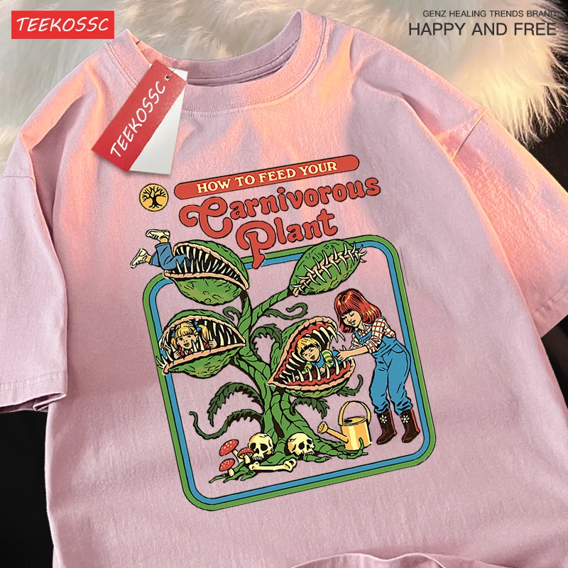 

Earnivorous Plant Print Women T Shirt Loose Casual Short Sleeve Cotton Breathable T-Shirt Summer Hip Hop Comfortable Clothes