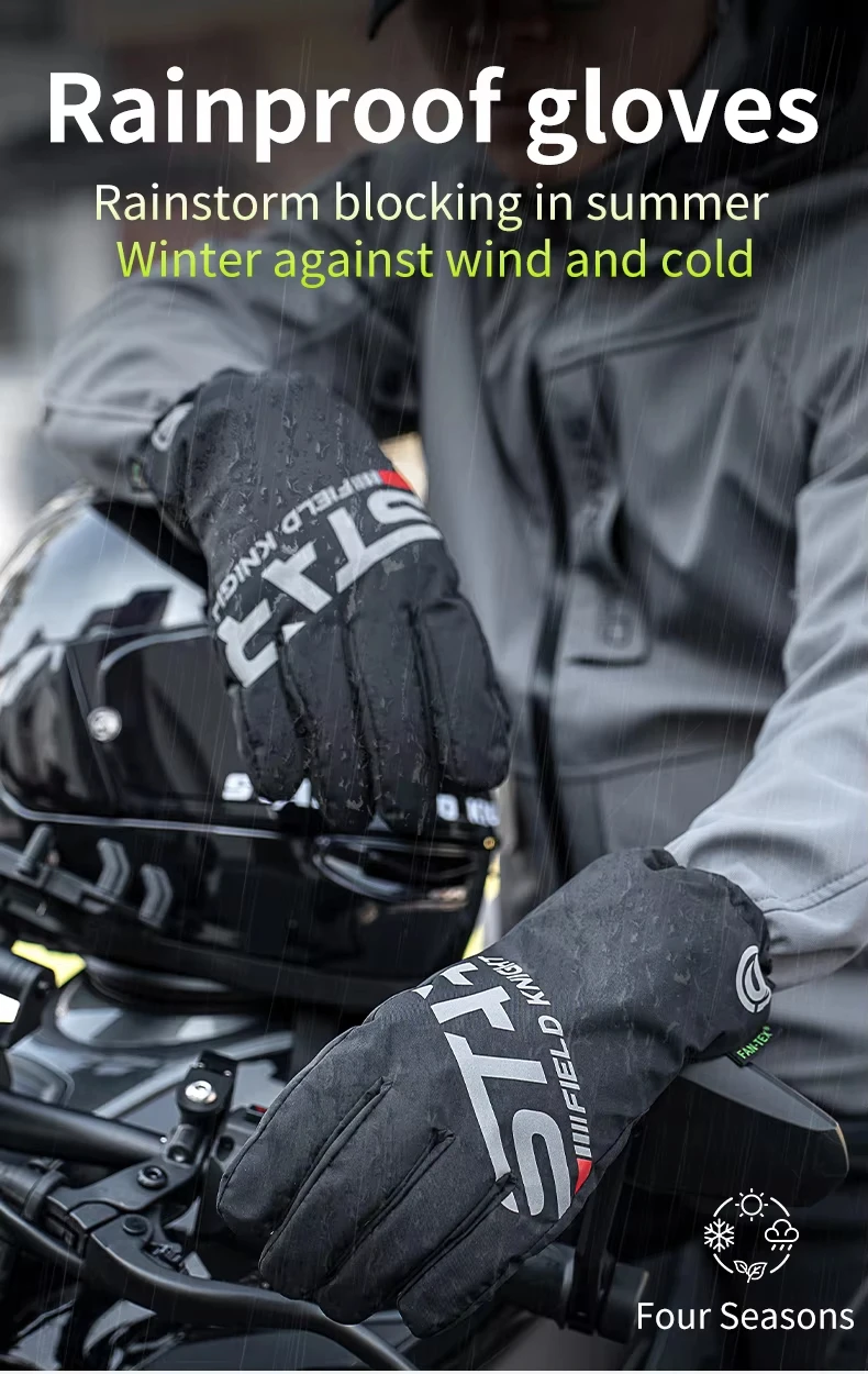 Vier-Jahreszeiten-wasserdichte Motorradhandschuhe, Touchscreen-kompatible, warme, regenfeste Handschuhüberzüge für Motorradreisen und Motorradfahren. – Detail 1