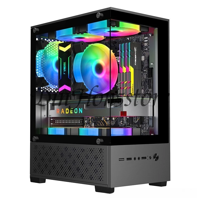 T8 columnless sea view room assembly computer case desktop matx small and medium main board glass side transparent DIY shell