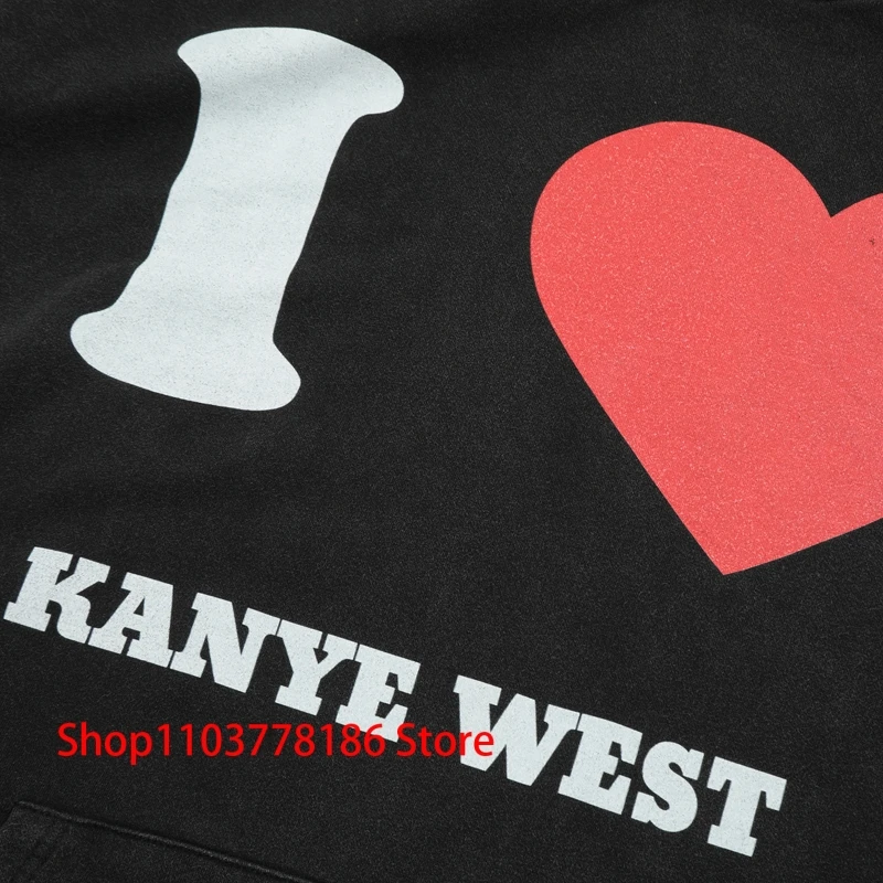 American Street Men Women Hoodie Fashion Print I Love Kanye West Sweatshirts Couples Retro Hip-hop KANYE WEST Pullover