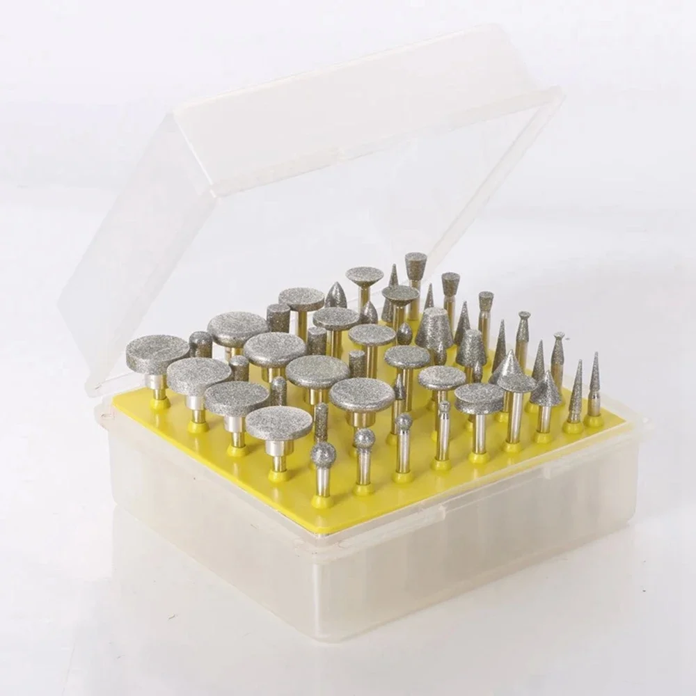 Krachtige 50pcs Diamond Tipped Coated Rotary Grinding Head Glass Jewelry Lapidary Burr Grit 150 Grinder Head tools