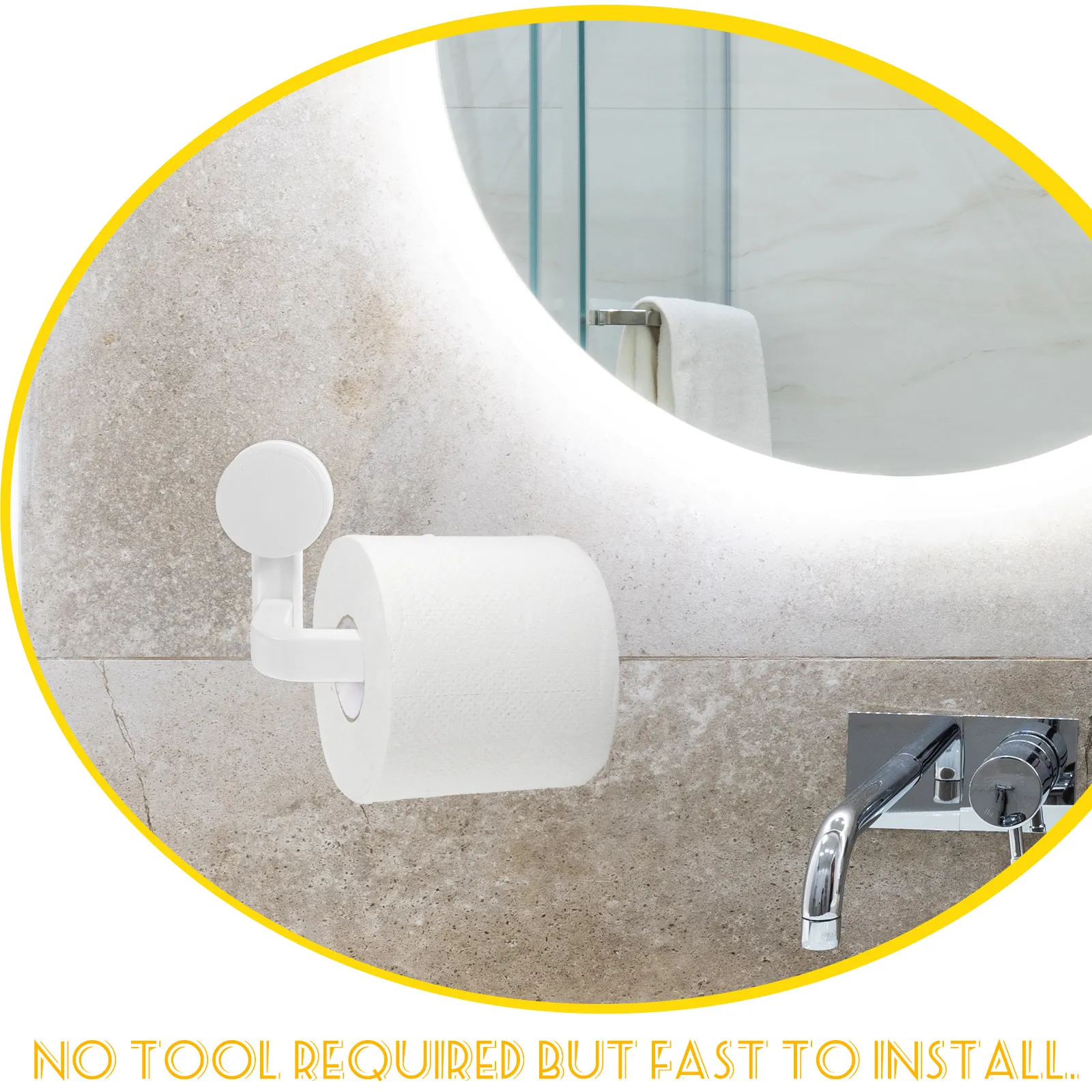 Vacuum Suction Cup Tissue Holder Easy Slide Paper Roll Removable Wall Mount Toilet Organizer Bathroom Towel Rack view 6