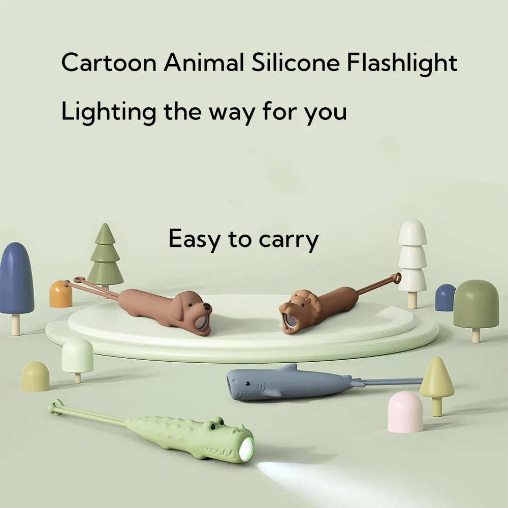

2025 Animal Silicone Flashlight USB Rechargeable Portable Night Light for Kids Outdoor Camping Hiking