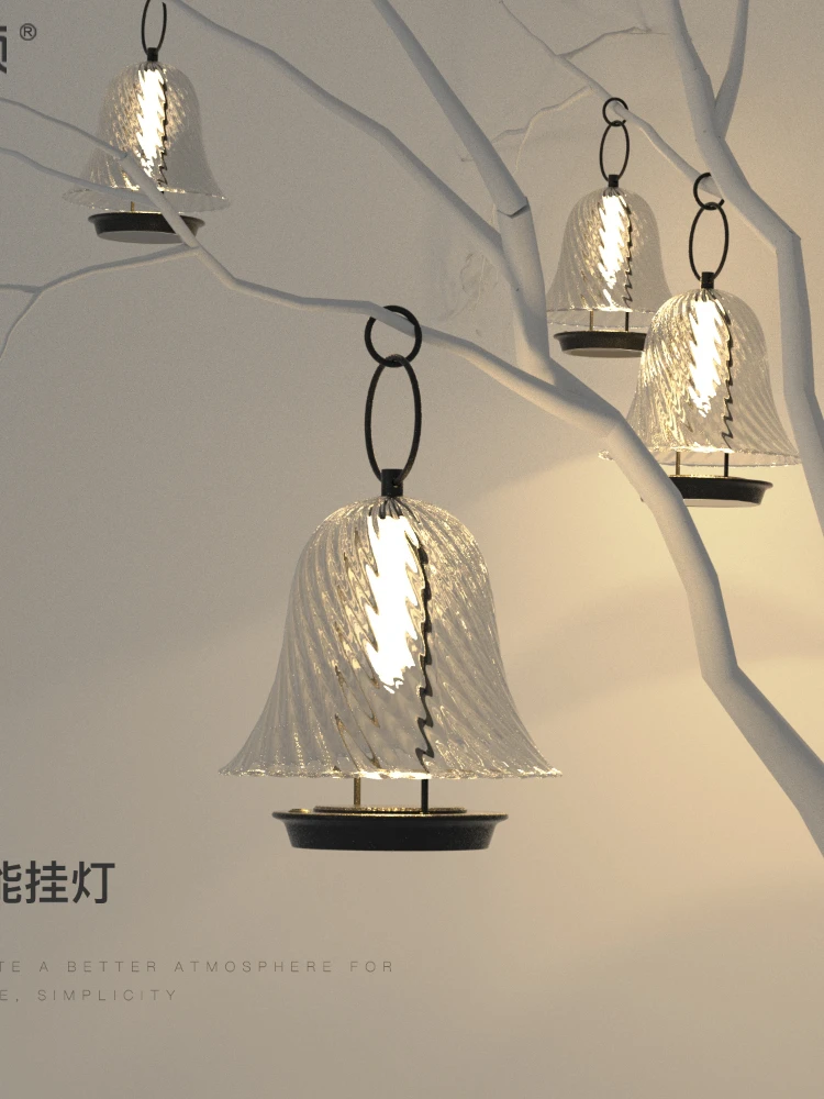 YY Solar Hanging Lamp Wind Chimes Outdoor Chandelier Villa Garden Lamp B & B Hanging Tree Lights