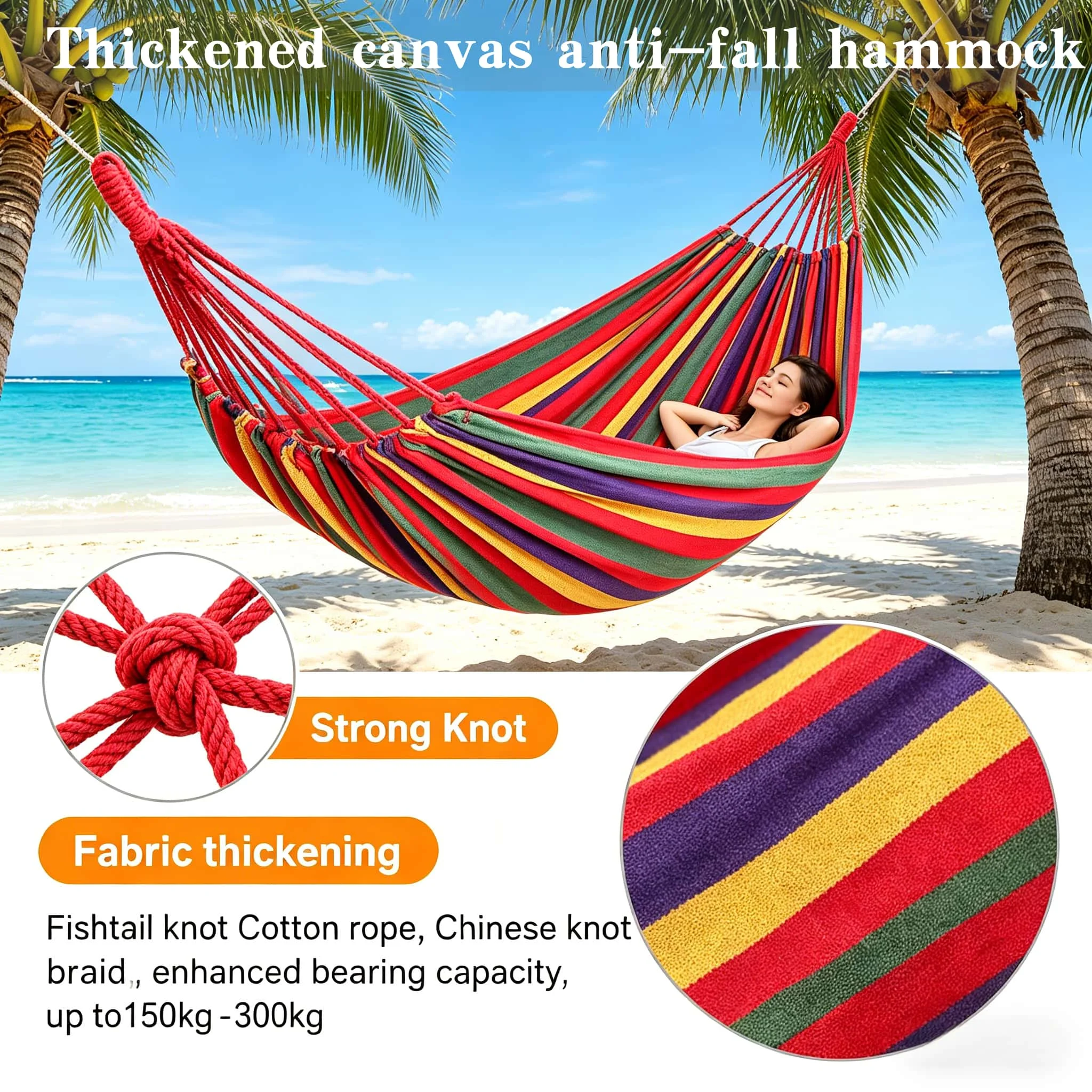 

Thickened canvas hammock, camping portable hammock, family courtyard hammock, outdoor anti-slip hammock, adult swing hammock