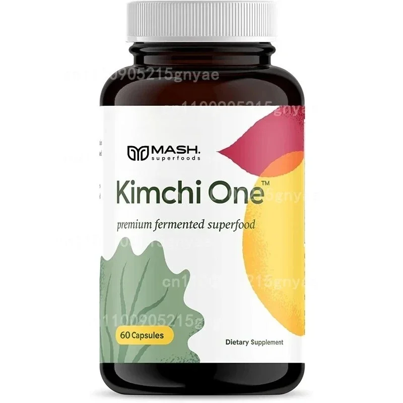 Cápsulas probióticas Kimchi – Polvo con enzimas, antioxidantes – Sin gluten, 60 cápsulas vegetales